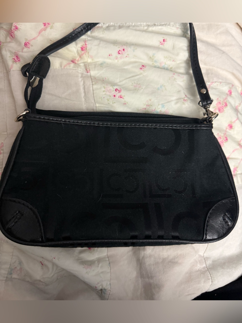 Vintage Liz Claiborne Black Logo Mini Bag/Wristlet - Picture 3 of 6
